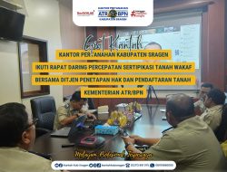 Kantor Pertanahan Kabupaten Sragen Ikuti Rapat Daring Bahas Percepatan Sertipikasi Tanah Wakaf