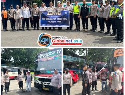 Cegah Fatalitas Kecelakaan, Sat Lantas Gandeng Dishub Lakukan Rampcheck Bus di Terminal Kembang Joyo Pati