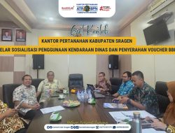 Kantor Pertanahan Kabupaten Sragen Gelar Sosialisasi Penggunaan Kendaraan Dinas dan Penyerahan Voucher BBM