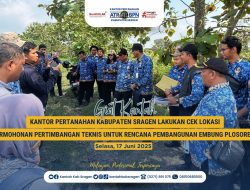 Kantor Pertanahan Kabupaten Sragen Lakukan Cek Lokasi Permohonan Pertimbangan Teknis untuk Rencana Pembangunan Embung Plosorejo