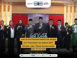 Kantor Pertanahan Kabupaten Sragen Ikuti Pengangkatan Sumpah MPPD Provinsi Jateng Secara Daring