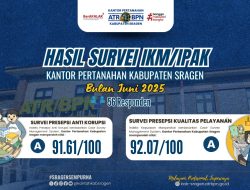Hasil Survei IKM & IPAK Juni 2025: BPN Sragen Raih Nilai A untuk Pelayanan dan Integritas