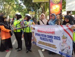 Tertib Lalu Lintas, Satlantas Polresta Pati Edukasi Warga Lewat Sosialisasi Operasi Patuh di Car Free Day