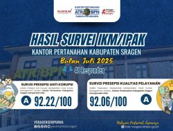 Hasil Survei IKM & IPAK Juli 2025: BPN Sragen Raih Nilai A untuk Pelayanan dan Integritas