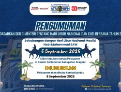 Pengumuman Pelayanan BPN Sragen Libur dalam Rangka Memperingati Maulid Nabi Muhammad SAW