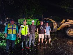 Angin Kencang Picu Pohon Tumbang di Depan PG Pakis Baru, Kapolsek Tayu Pimpin Langsung Evakuasi