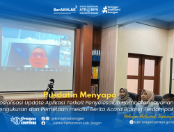 Kantor Pertanahan Kabupaten Sragen Ikuti Pusdatin Menyapa, Sosialisasi Update Aplikasi Percepatan Layanan Pengukuran dan Pemetaan