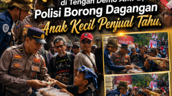 Momen Humanis di Tengah Demo AMPB, Polisi Borong Dagangan Anak Kecil Penjual Tahu