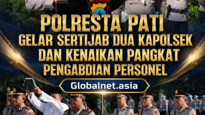 Polresta Pati Gelar Sertijab Dua Kapolsek dan Kenaikan Pangkat Pengabdian Personel