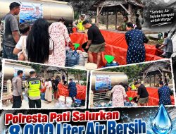 Polresta Pati Salurkan 8.000 Liter Air Bersih untuk Warga Sitimulyo Akibat Kemarau Panjang