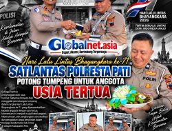 Hari Lalu Lintas Bhayangkara ke-71, Satlantas Polresta Pati Potong Tumpeng Untuk Anggota Usia Tertua