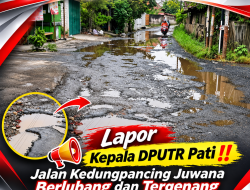 Lapor Kepala DPUTR Pati..!! Jalan Kedungpancing Juwana Berlubang dan Tergenang Usai Hujan